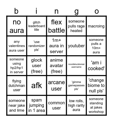 sols rng bingo Card