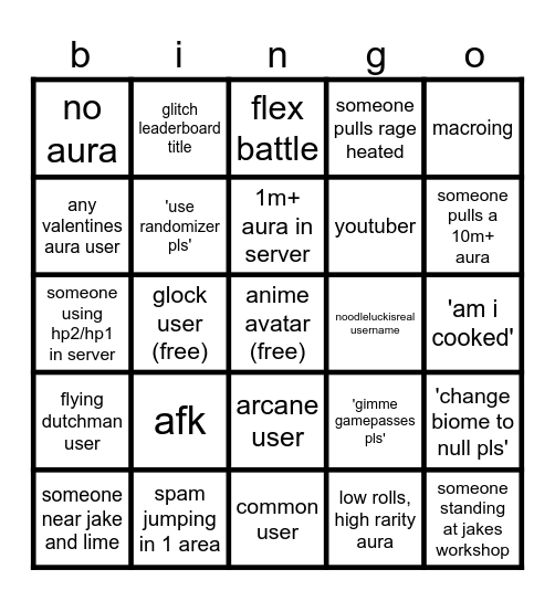 sols rng bingo Card