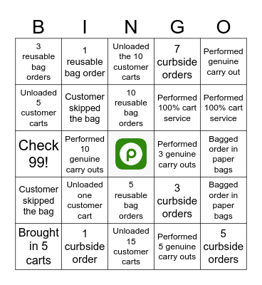 MOD FRONT SERVICE CLERK Bingo Card