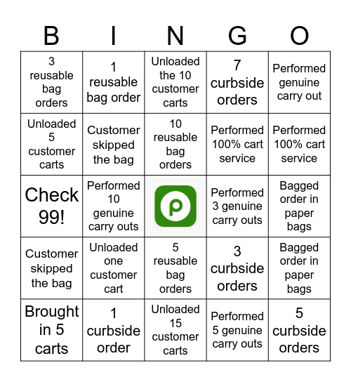 MOD FRONT SERVICE CLERK Bingo Card