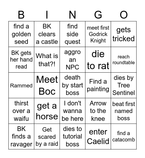 BK Elden Ring Bingo Card