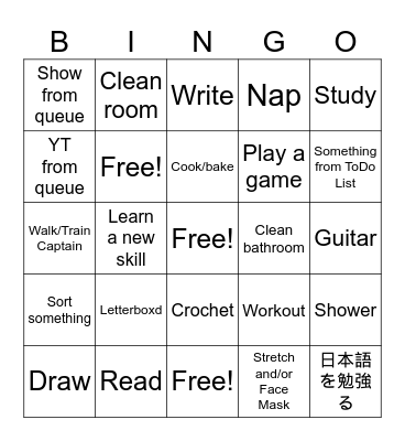 Time Confetti Bingo Card