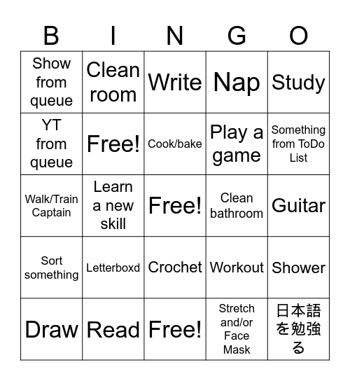 Time Confetti Bingo Card