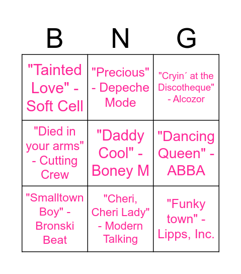 Disco Bingo Card