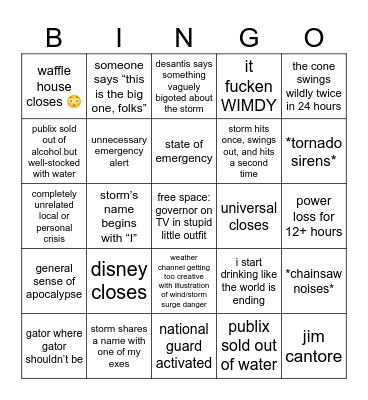 hurricane bingo 2024 Bingo Card