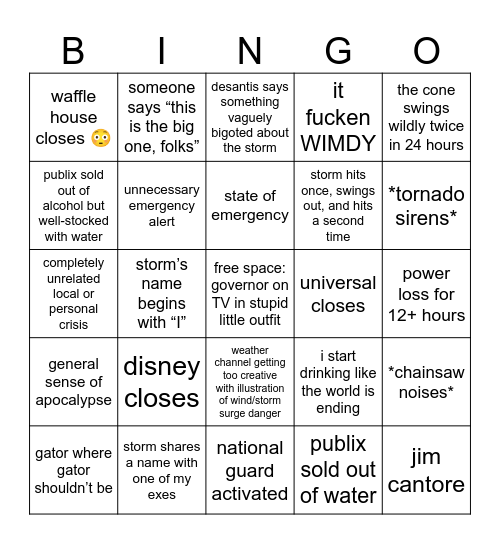 hurricane bingo 2024 Bingo Card