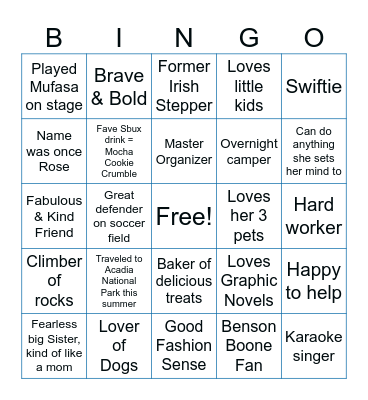 **** Birthday Girl Bingo **** Bingo Card