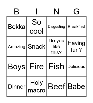 OUTDOOR BOYS Bingo Card