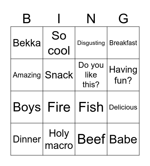 OUTDOOR BOYS Bingo Card