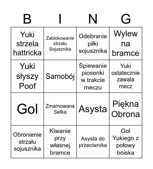 Co zrobi Yurson Bingo Card