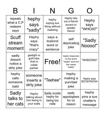 H3PH1 & SADLYALIVEXD's BINGO Card