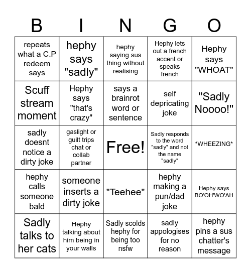 H3PH1 & SADLYALIVEXD's BINGO Card