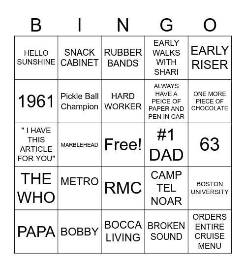 ROBERT BIRTHDAY BINGO! Bingo Card