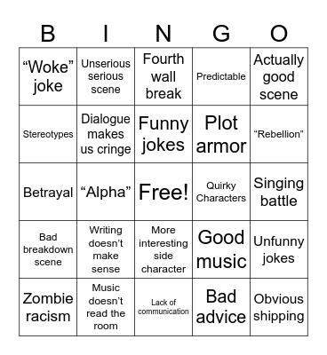 ZOMBIES Series Bingo Card