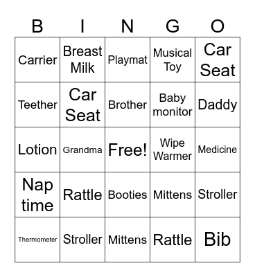 BABY IN BLOOM Bingo Card