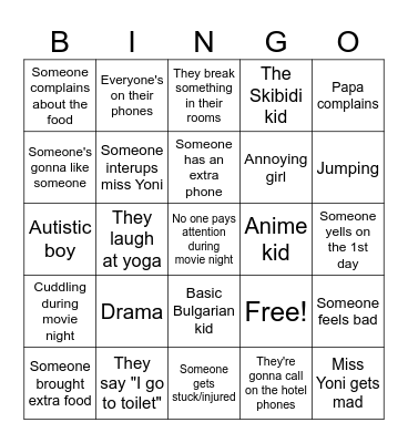 Lucky Kids Bingo Card