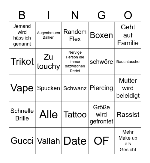 Frankfurt Tinder Bingo Card