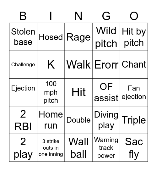 Rangers vs red sox Bingo Card