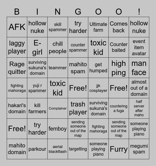 JJS Bingo Card