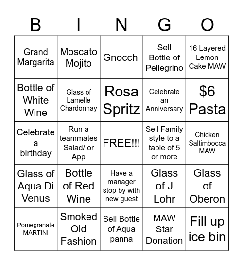 SERVER BINGO Card