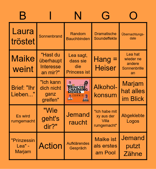 Princess Charming 2024 Bingo Card