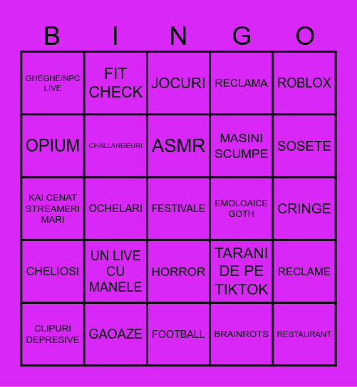 TIKTOK SCROLLS Bingo Card