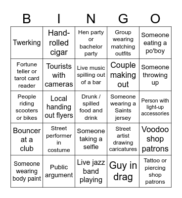 Bourbon Bingo Card