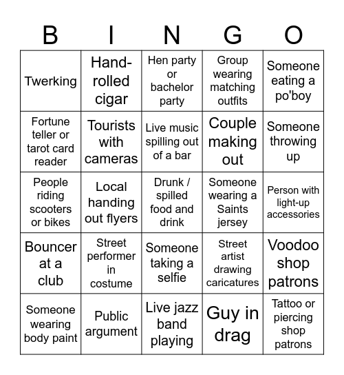 Bourbon Bingo Card