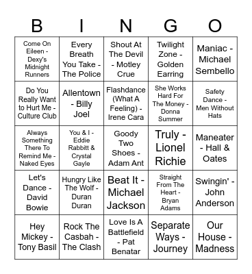 1983 Bingo Card