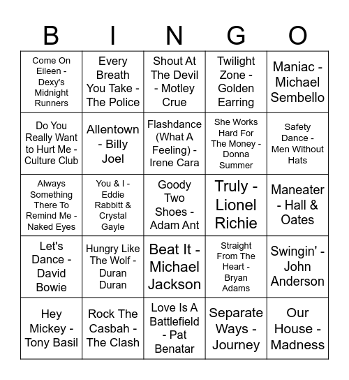 1983 Bingo Card