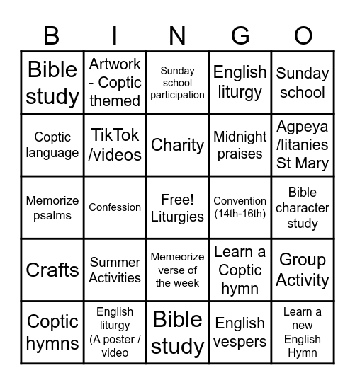 ESS - Spiritual Revival month Bingo Card