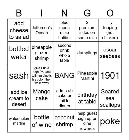 Sea Saturday Bingo Card