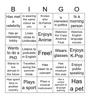 Untitled Bingo Card