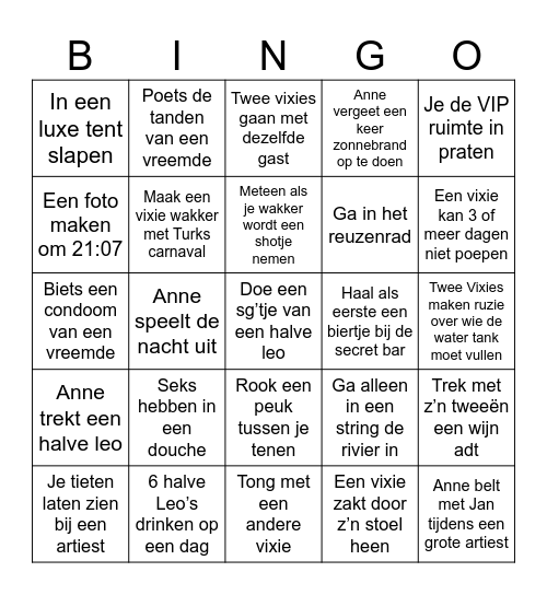 Sziget Sterre Bingo Card