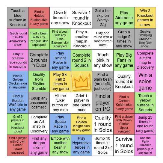 Fall Guys Bingo (August 2024 Edition) - by Zyro Bingo Card