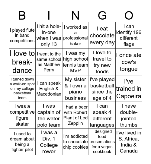 NSUCO Class of 2020 Bingo Card