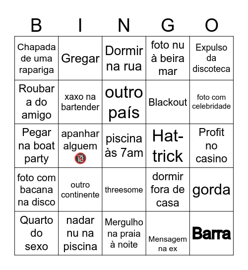 Bingo dos Jijocas Bingo Card