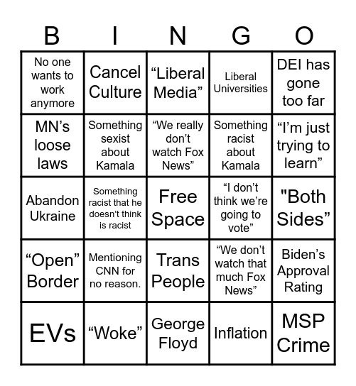 Alexandria Bingo Card