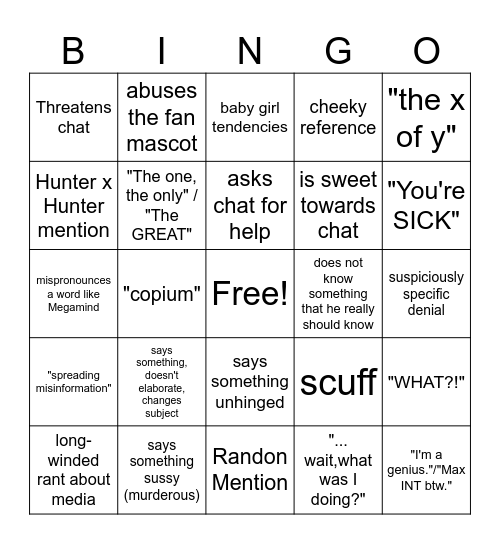 Caspurr Debut Bingo Card