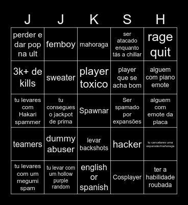 Shenanigans Bingo Card