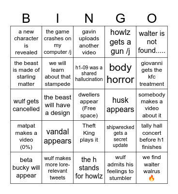 HI-09 Predictions Bingo Card
