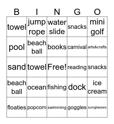 Summer Reading Bingo Card