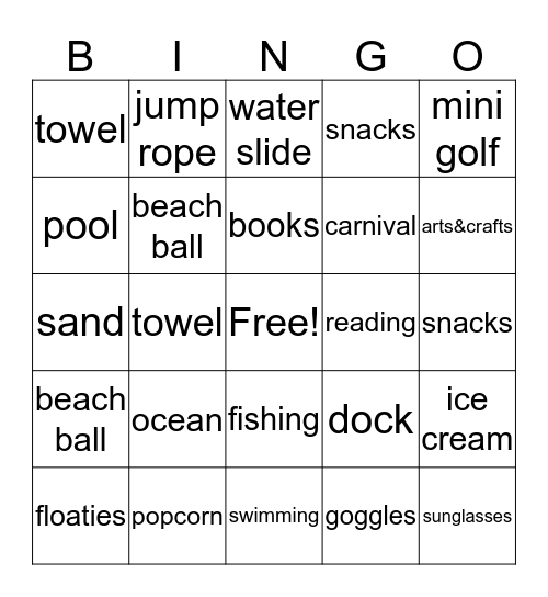 Summer Reading Bingo Card