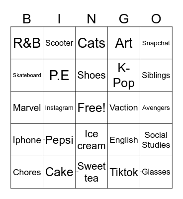 To Know Bingo Card