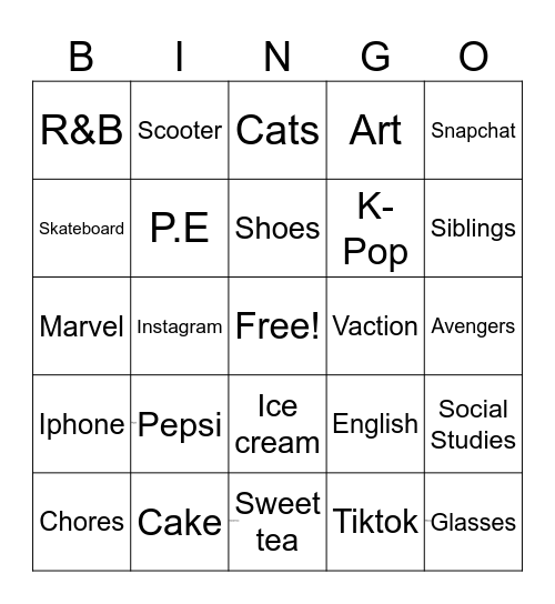 To Know Bingo Card