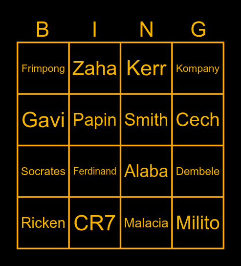 Futties Team 3 Bingo Card