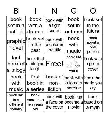 Reading Bingo Card