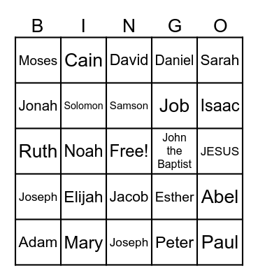 People of the Bible Bingo Card