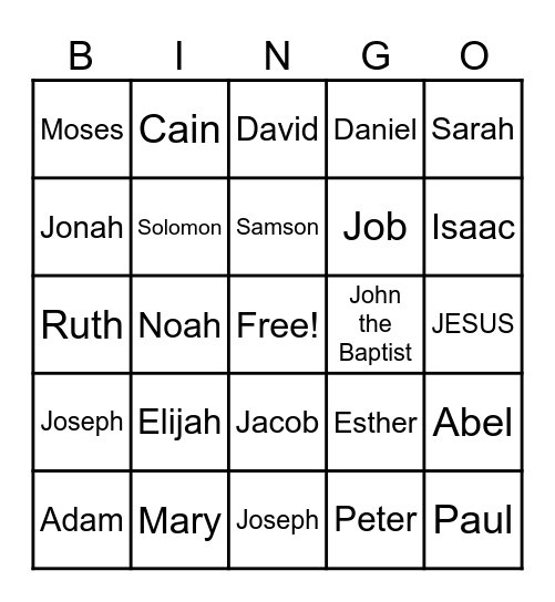 People of the Bible Bingo Card