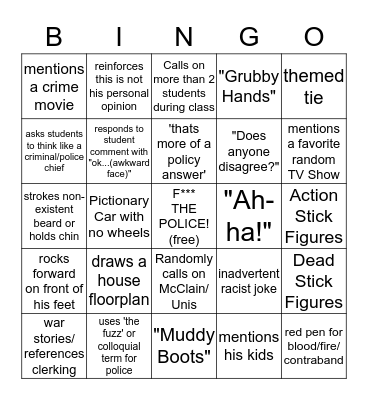 Professor Yin Bingo Card